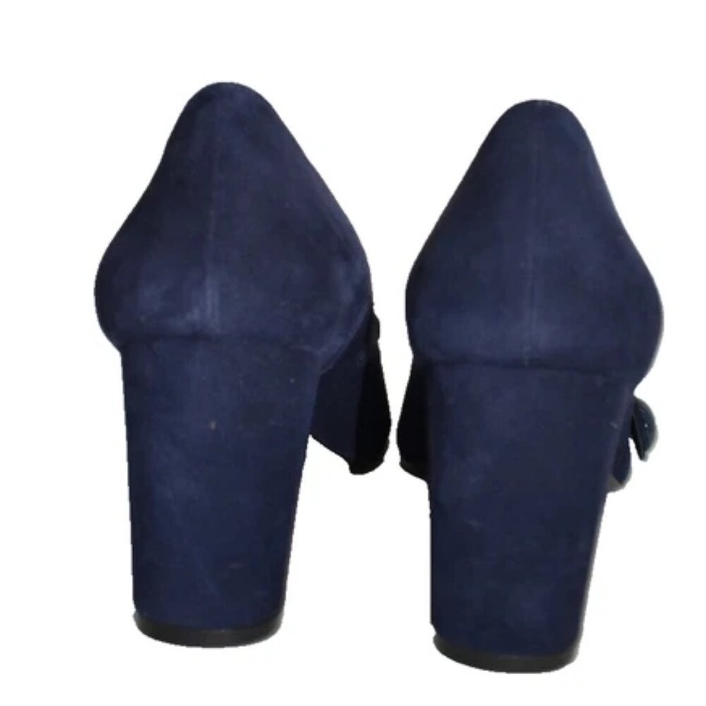 $550 STUART WEITZMAN SW 75 Pointed Toe Mary Jane Pump NICE BLUE 9.5 (PC3) - Picture 5 of 7